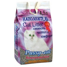 Pussy Cat наполнитель комкующийся 4,5л  (сиреневый мешок)